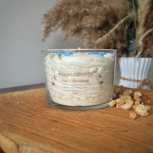 Bougie chantilly - Fleur de coton Cire et cie