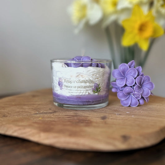 Bougie chantilly- Lilas Cire et cie